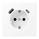 JUNG Kištukinis lizdas su USB A/C įkrovikliu (LS Serija) matinis baltas LS 1520-15 CA WWM