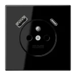 JUNG Kištukinis lizdas su USB A/C tipo įkrovikliu juodas LS 1520-15 CA SW