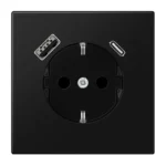 JUNG Kištukinis lizdas su USB A/C įkrovikliu (LS Serija) matinis juodas LS 1520-15 CA SWM