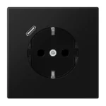 JUNG Kištukinis lizdas su USB C tipo įkrovikliu matinis juodas LS 1520-18 C SWM